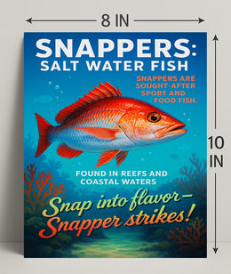 Snapper Strikes Salt Water Fish Poster PosterGoat