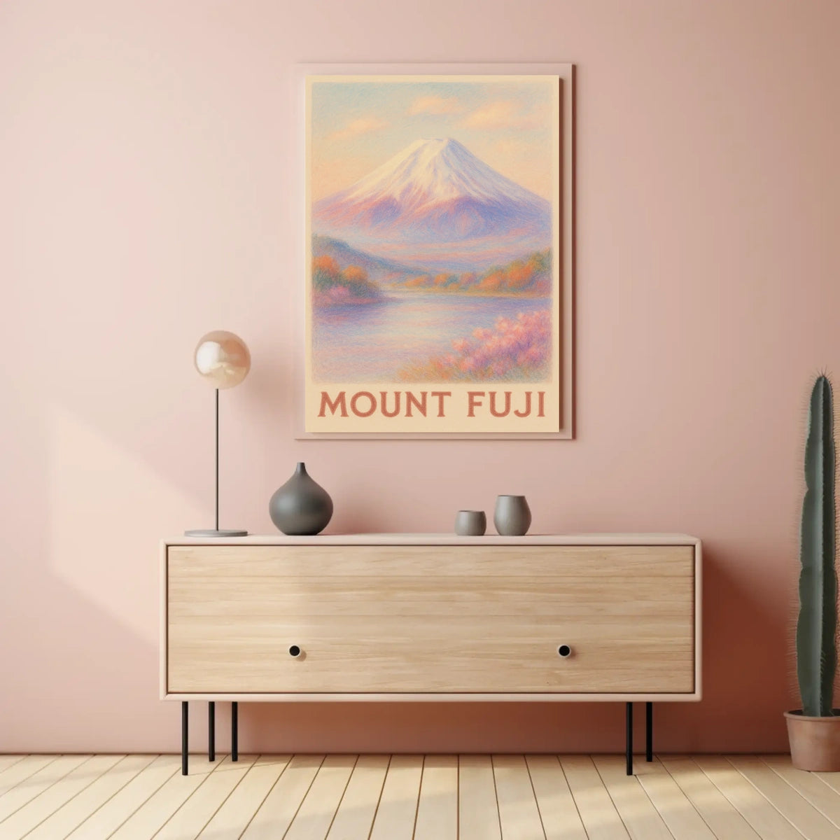 Mount Fuji Tranquil Landscape Abstract Poster