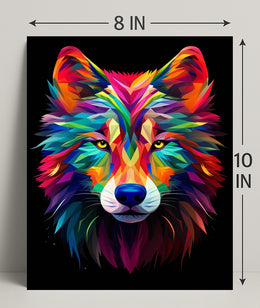 Vibrant Wolf Art Poster PosterGoat