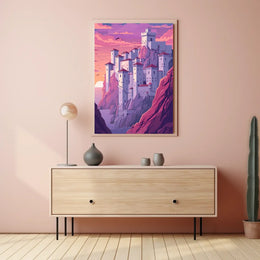 Mystical Castle on Cliffside Fantasy Poster