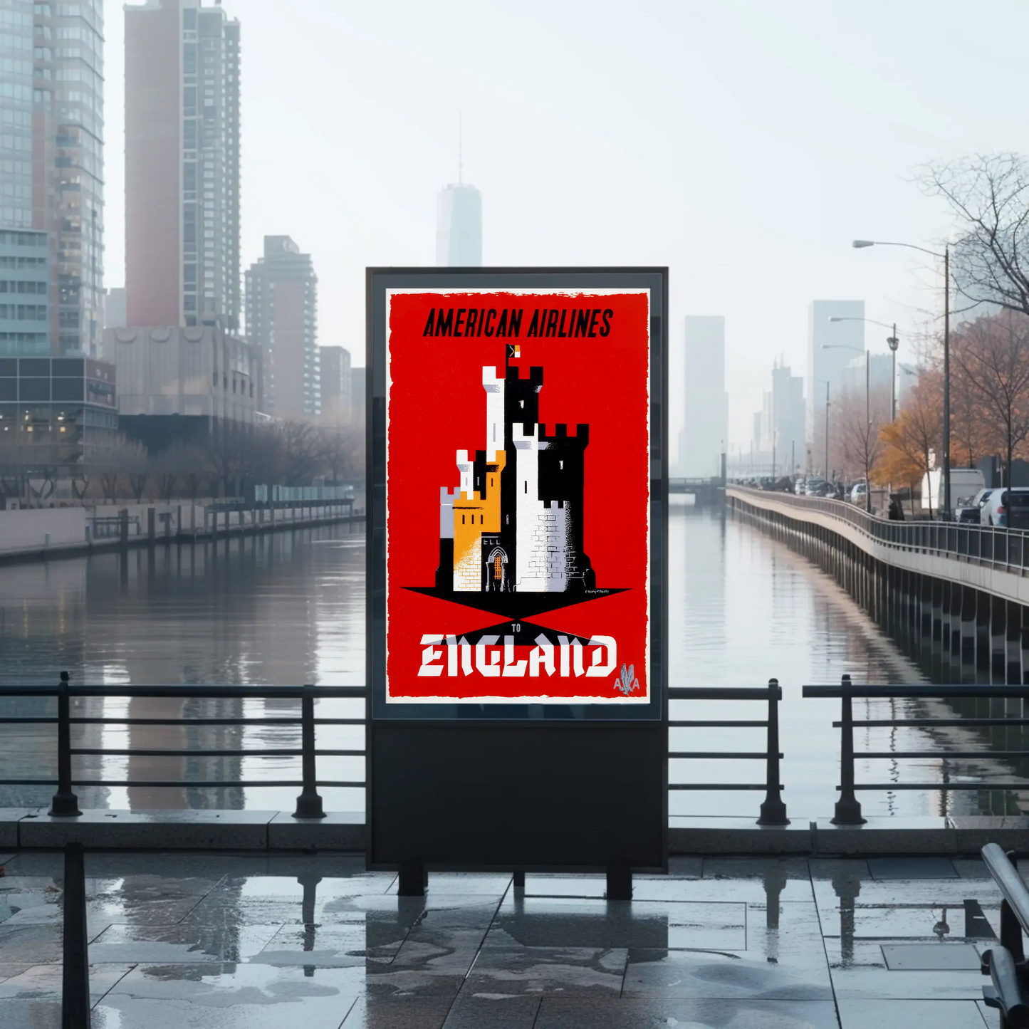 American Airlines England Travel Poster