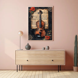 Violin and Sheet Music Classic Cultural or Heritage Poster