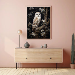 Owl Among Blossoms Poster PosterGoat
