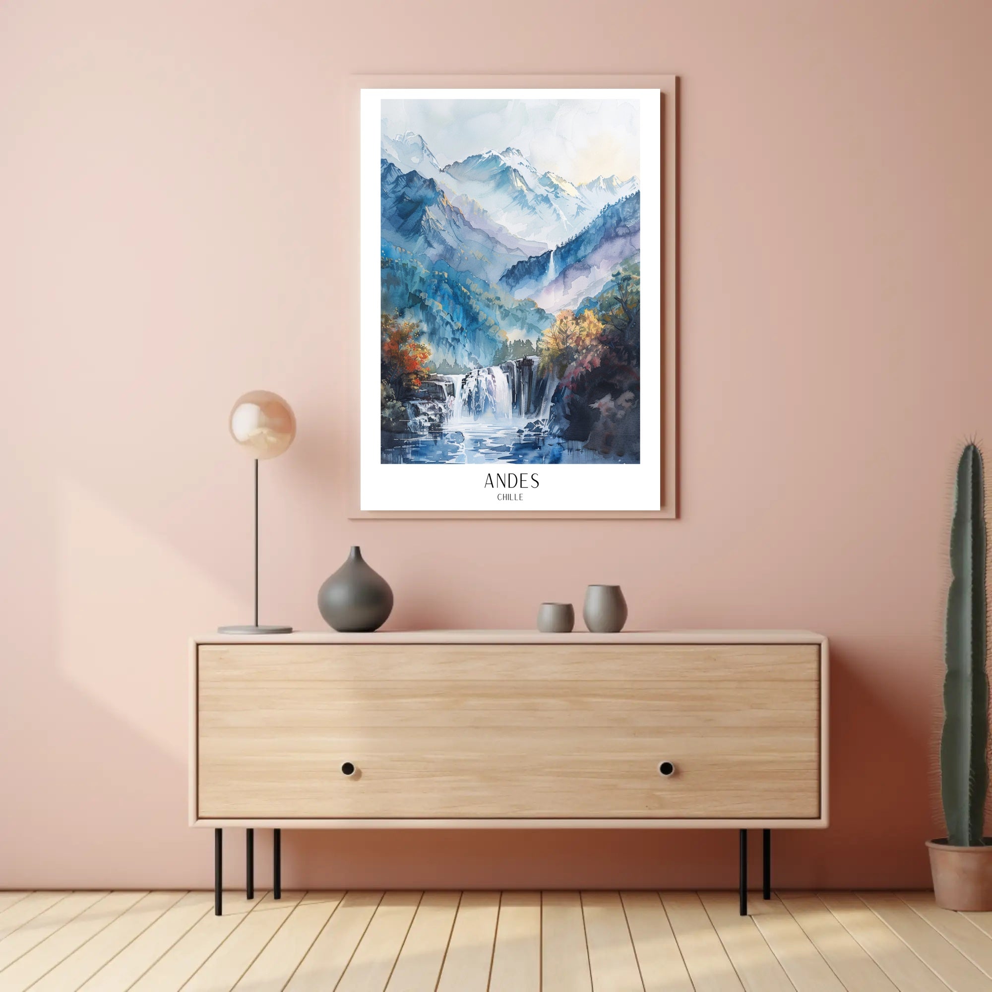 Andes Mountains Watercolor Landscape Art - Travel Poster PosterGoat