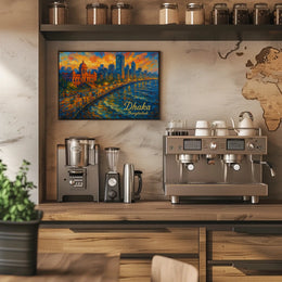 Dhaka Skyline Sunset Photography Realism Urban Poster