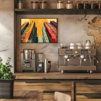 Urban Skyline Pop Art Poster: Vibrant Cityscape