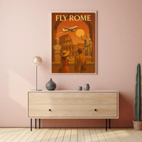 FLY ROME Vintage Travel Art Poster Travel Poster