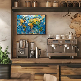 Textured Impressionistic World Map Palette Knife Poster