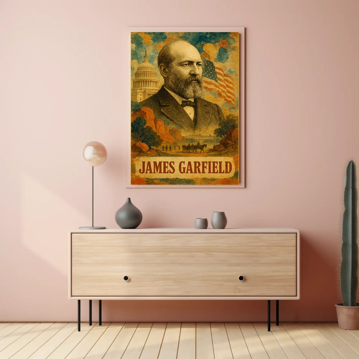 James A. Garfield 20th President of the United States Layered Digital Collage Poster
