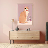 Regal Cat Portrait Poster Vintage Animal Wall Art