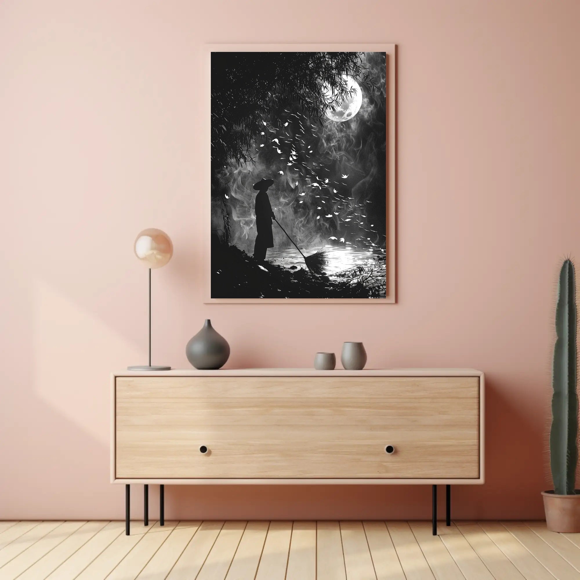 Mystical Moonlit Solitude in Nature - Artistic Poster PosterGoat