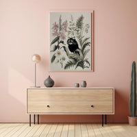 Black Cat with Wildflowers: Animal Poster PosterGoat