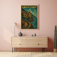 Amalfi Coast Scenic Poster Wall Art For Coastal Decor