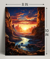 Sunset Over Canyon Poster