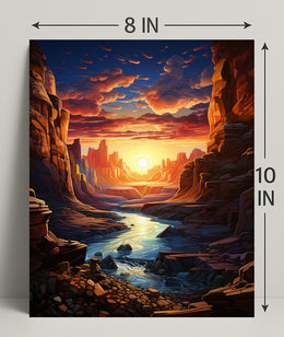 Sunset Over Canyon Poster