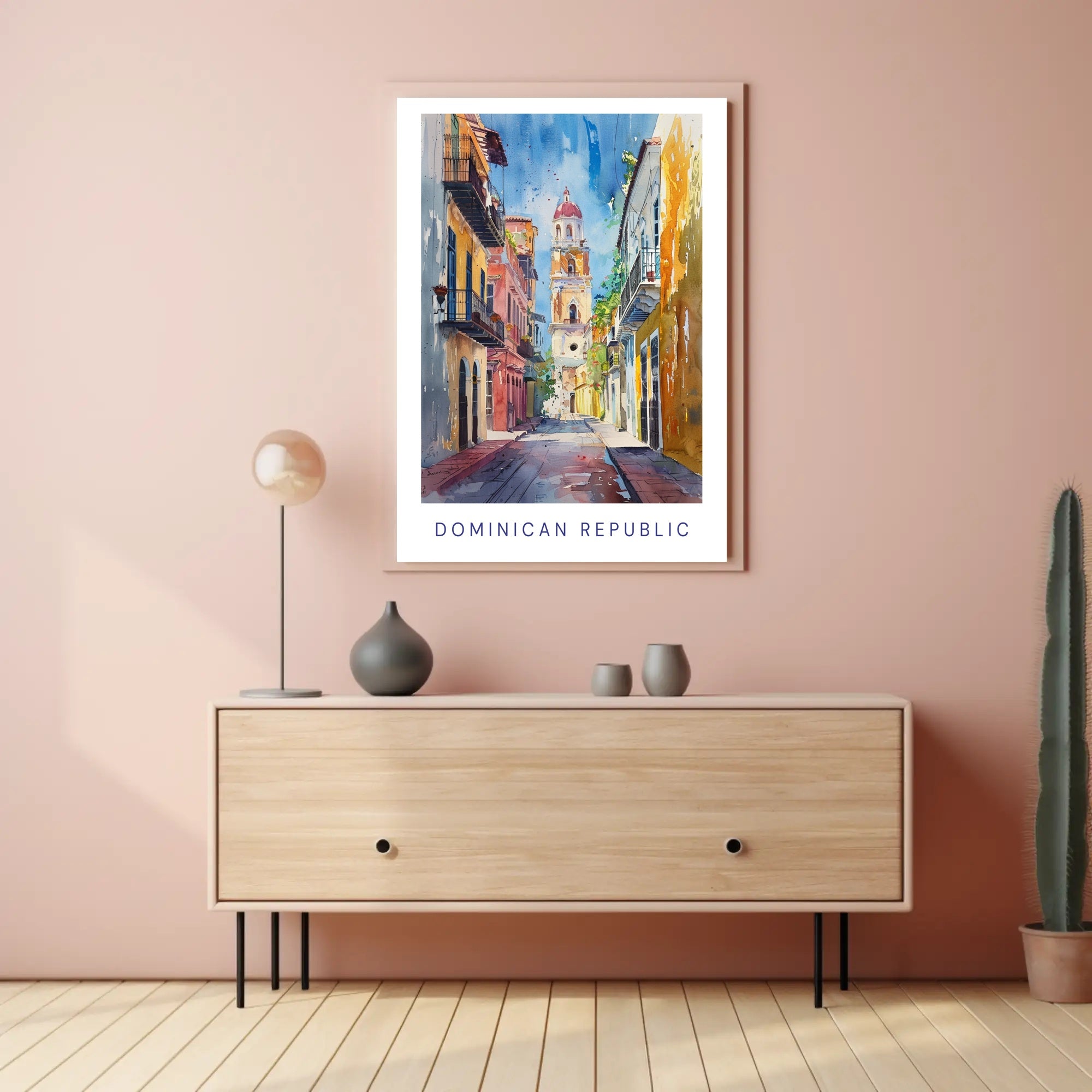 Vibrant Dominican Republic Street Scene Urban or Cityscape Poster PosterGoat