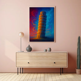 Enchanted Leaning Tower Poster Vintage Travel Wall Art