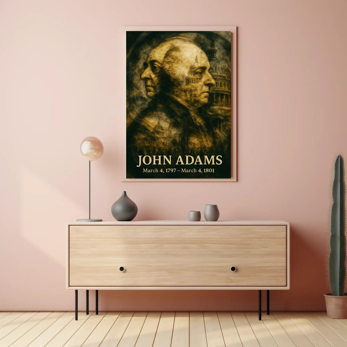 John Adams 2nd President of the United States Double Exposure Poster