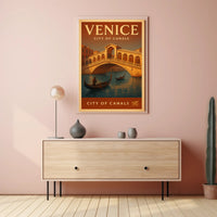 Venice Gondola Explore: Vintage Travel Poster PosterGoat