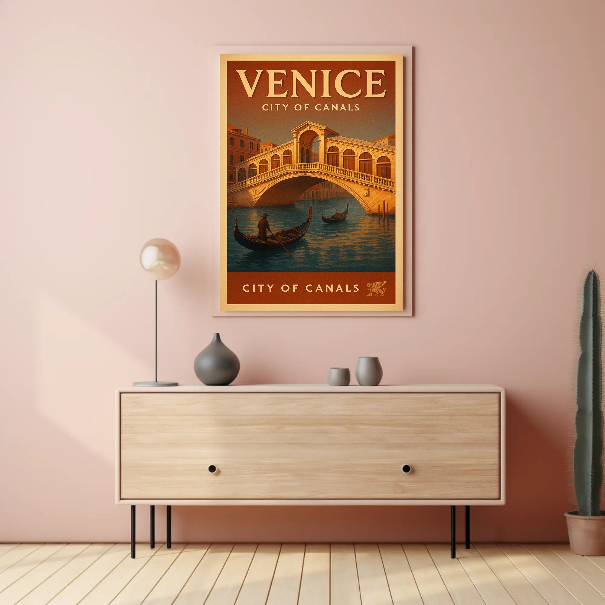 Venice Gondola Explore: Vintage Travel Poster PosterGoat