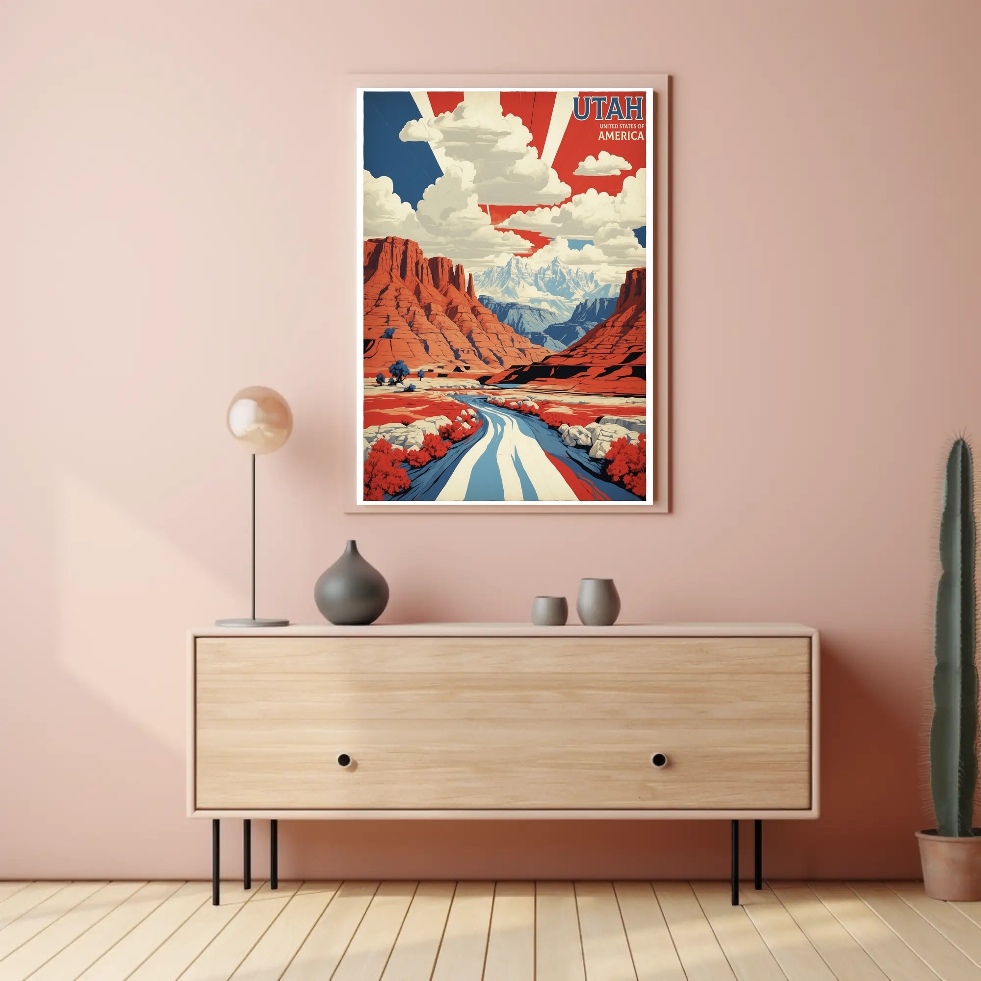 Utah Landscape Art with Patriotic Colors Travel Poster