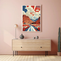 Utah Landscape Art with Patriotic Colors Travel Poster
