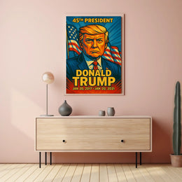 Donald Trump 45th President of the United States Colorful Comic Book Style Poster
