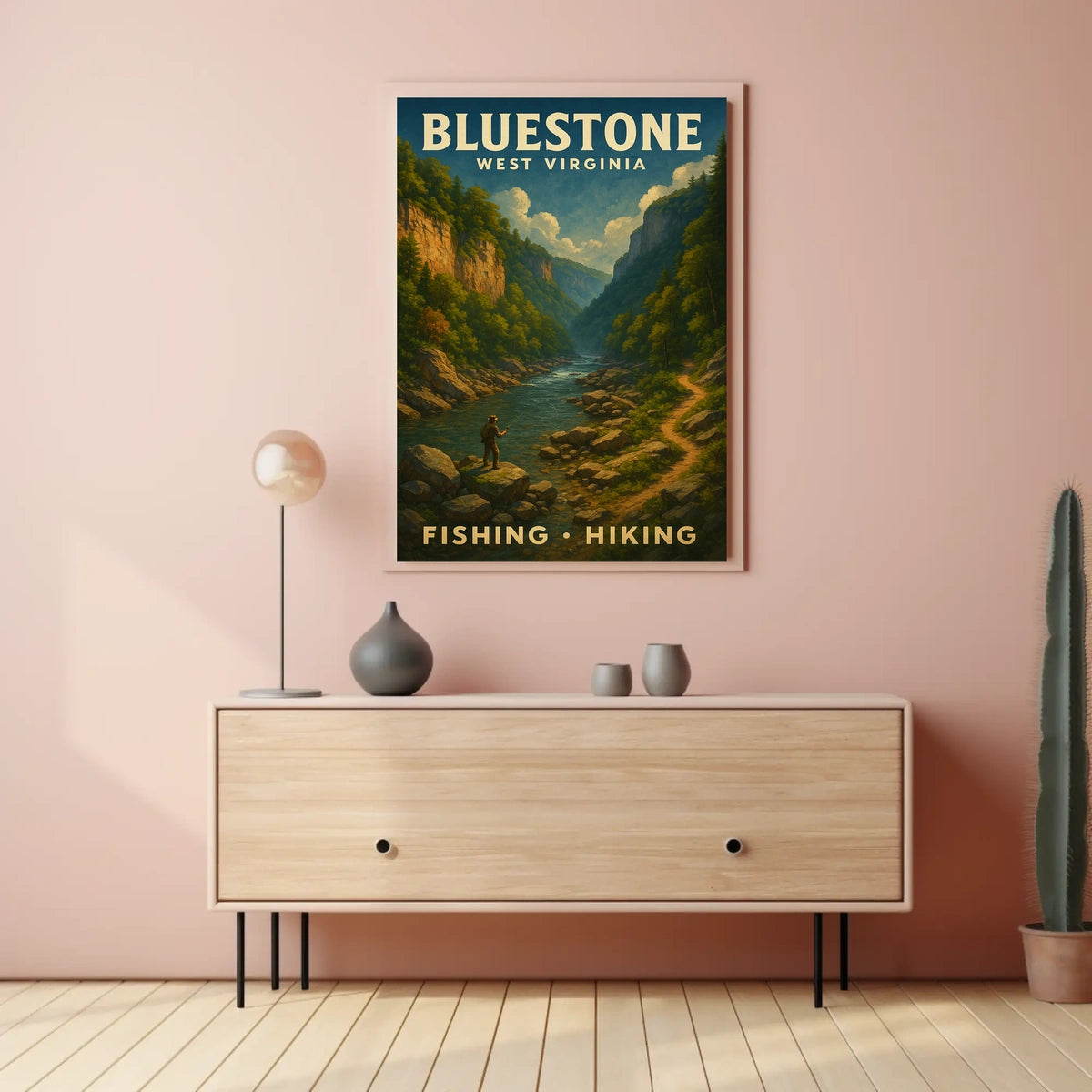Bluestone Adventure Vintage Scenic Wanderlust Travel Poster