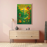 Brazil's Iconic Landmarks and Culture Travel Poster