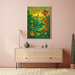 Brazil's Iconic Landmarks and Culture Travel Poster