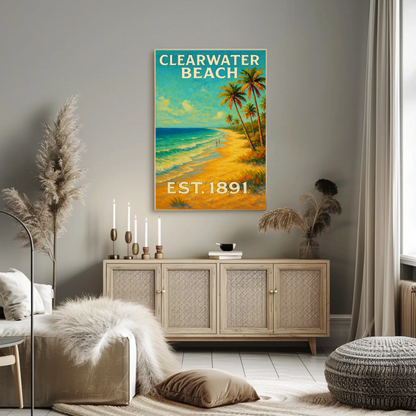 Clearwater Beach Florida Palm Coast Travel Poster