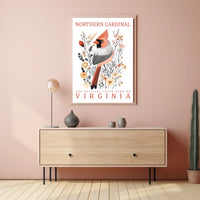 Northern Cardinal Virginia State Bird Art Poster