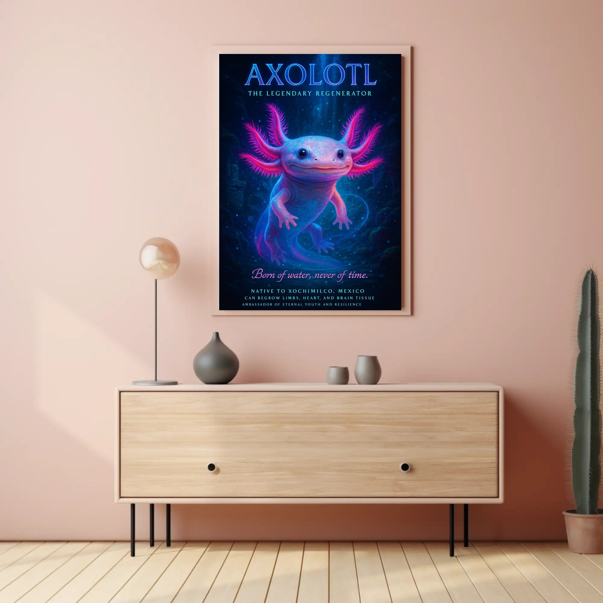Axolotl in Xochimilco Artistic Animal Poster PosterGoat