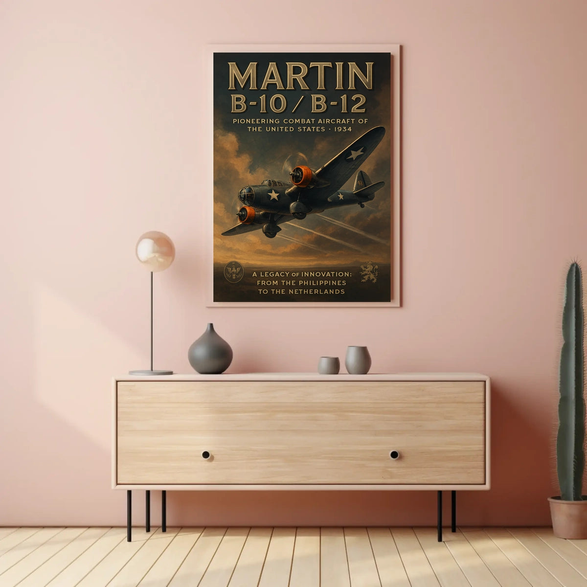 Martin B-10/B-12 Aircraft Vintage Aviation Innovation Poster
