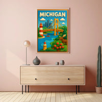 Michigan Adventure Poster Scenic Wall Art For Home Decor