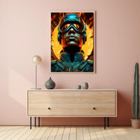 Futuristic Visor Warrior with Dynamic Energy Futuristic Sci-Fi Poster