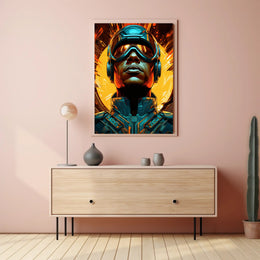 Futuristic Visor Warrior with Dynamic Energy Futuristic Sci-Fi Poster