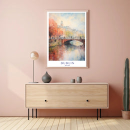 Dublin Autumn Elegance in Painterly Style Urban or Cityscape Poster PosterGoat