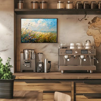 Vibrant Meadow Impressionist Poster with Soaring Birds