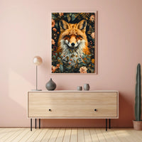 Fox Among Blossoms: Detailed Wildlife Art Animal Poster