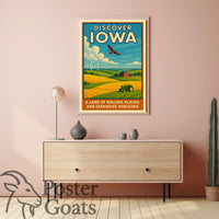Discover Iowa's Tranquil Beauty: Vintage Travel Poster