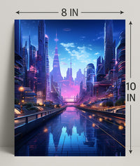 Futuristic Cityscape At Twilight Poster