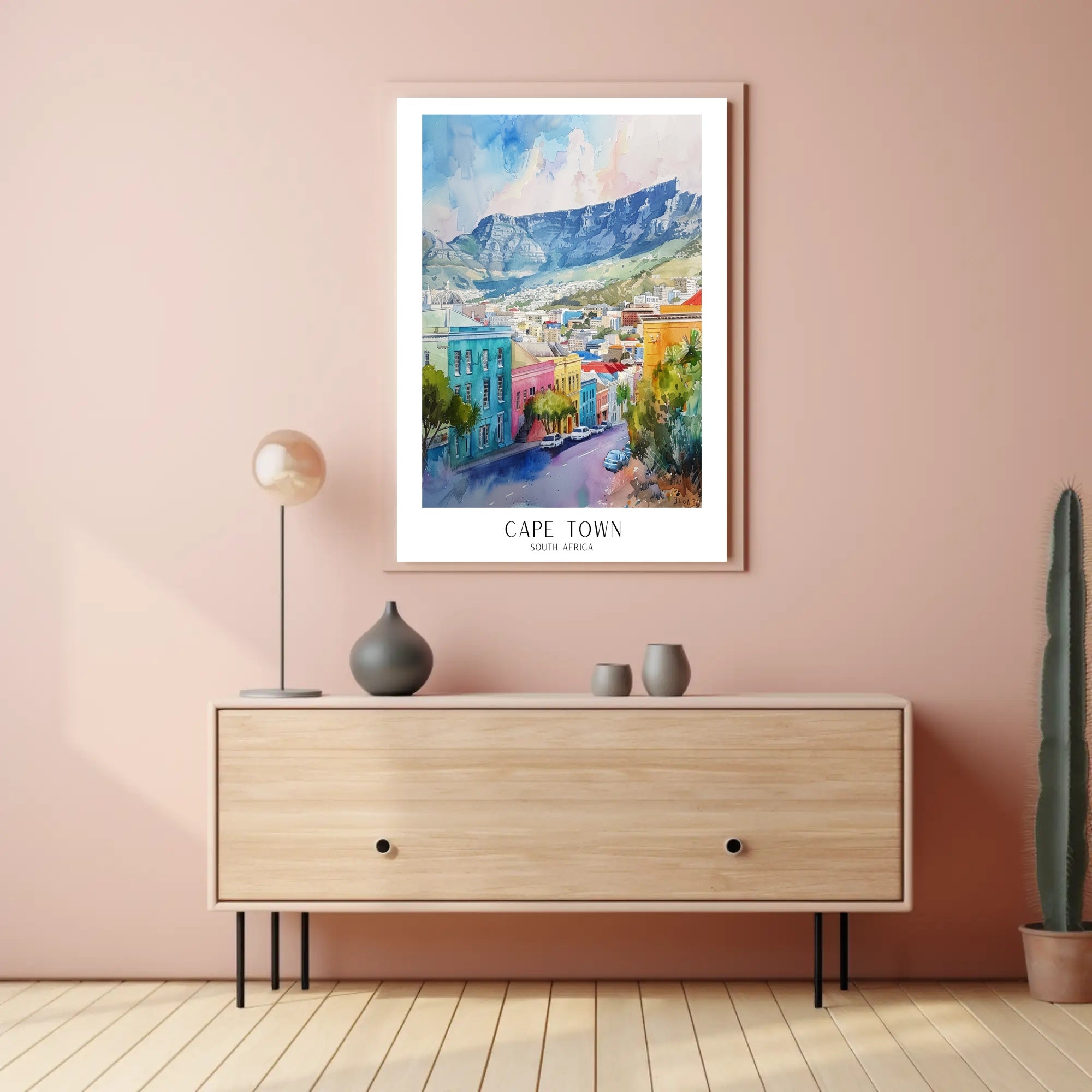Cape Town Cityscape Watercolor Art Poster Urban or Cityscape Poster PosterGoat