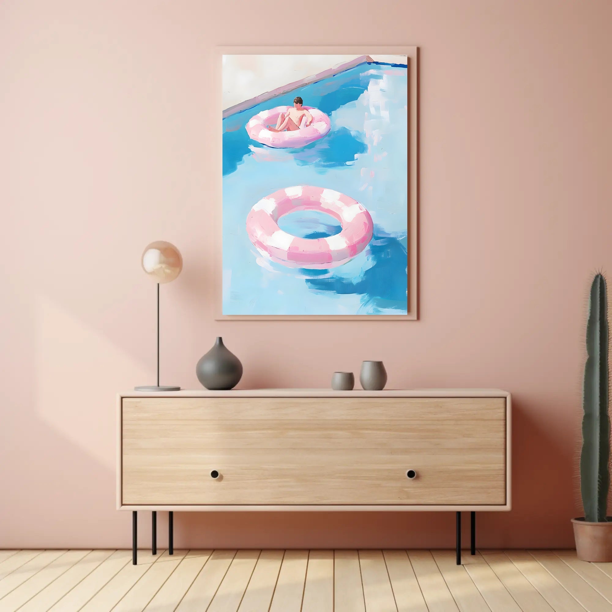 Summer Serenity Pool Poster Pastel Minimalist Print