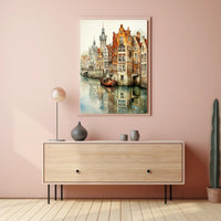Renaissance Europe scene: Picturesque canal cultural heritage poster