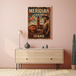 Meridian Idaho Nostalgic Scenic Travel Wanderlust Poster
