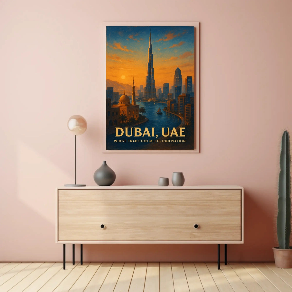 Dubai Skyline Poster: Tradition Meets Modernity at Sunset
