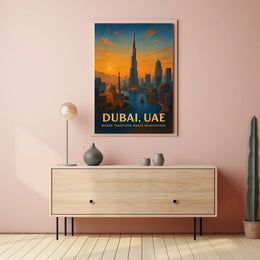 Dubai Skyline Poster: Tradition Meets Modernity at Sunset