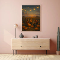 Nostalgic Autumn Sunset Pumpkin Patch Impressionism Poster