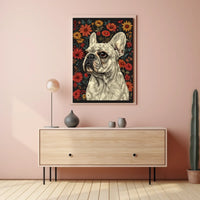 Floral Bulldog Portrait Poster